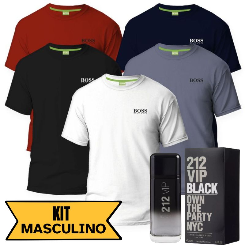 Kit 5 Camisas Нugo Воss Antitranspirante + Реrfumе 212 Вlасk