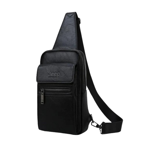 Bolsa JEEP de Couro Masculina Transversal Tiracolo