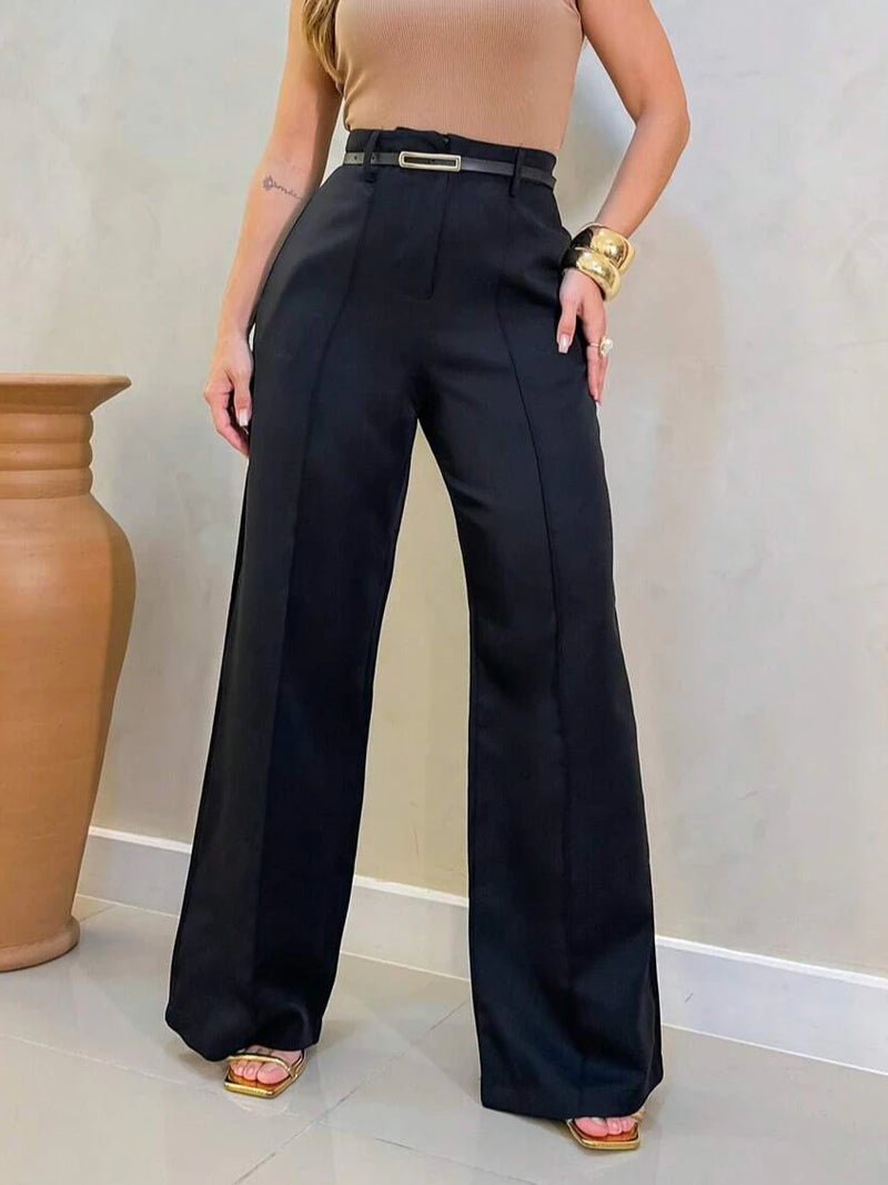 Kit 3 Calças Pantalona Alfaiataria ZАRА Cintura Alta com Cinto